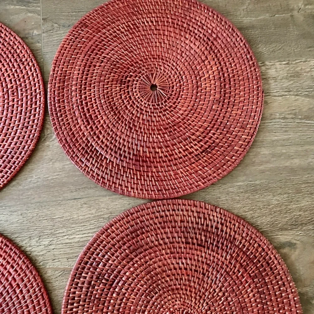 Set of 4 round wicker rattan placemats D 16 “
